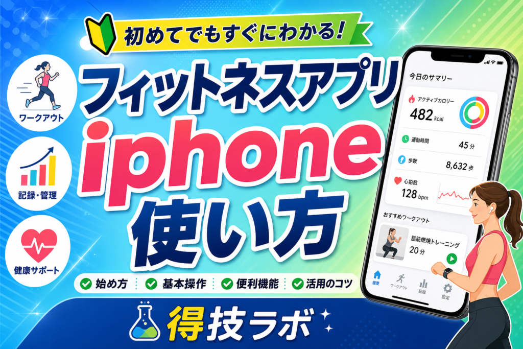 iPhoneのフィットネスアプリで歩数と消費カロリーを確認している画面